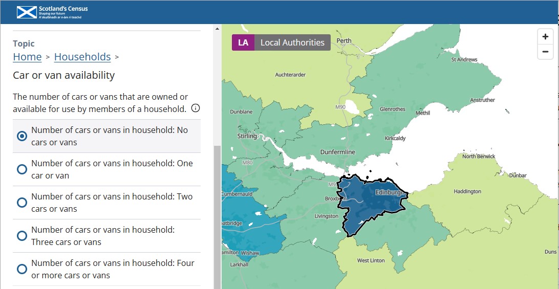 Screenshot of Scottish Census maps website